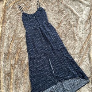 Hollister Blue Patterned Spaghetti Strap Button Front Midi Dress Size Large